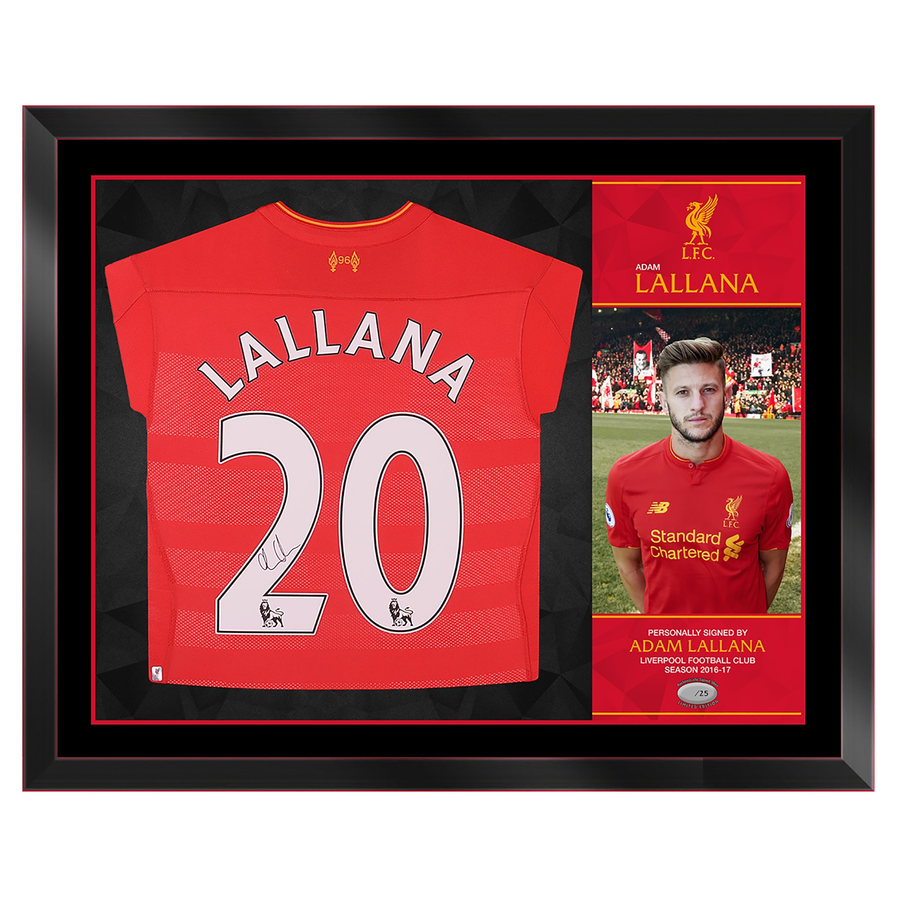 LFC 16/17 Lallana Signed Framed Shirt