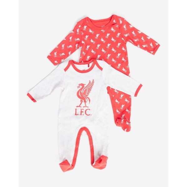 LFC 2 Pack Red & Grey Baby Sleep Suits