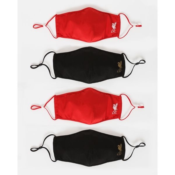 LFC Adults 4 Pack Shaped Black & Red Face Cover