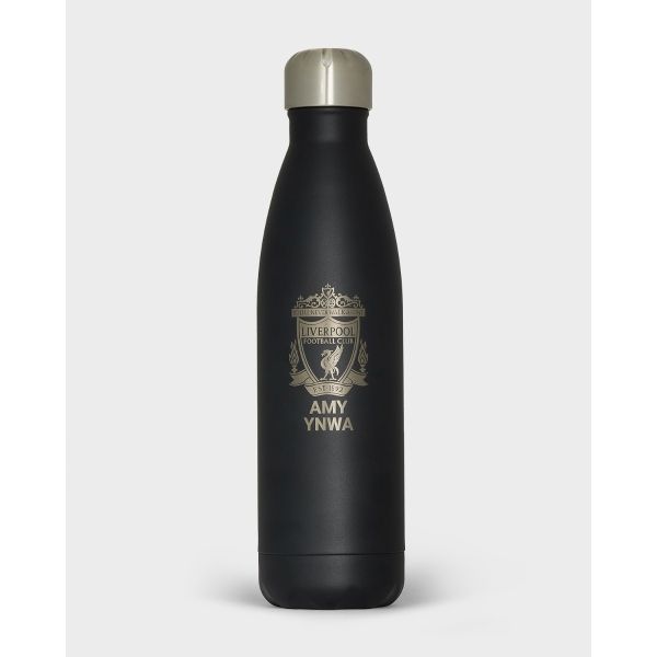 LFC Crest Personalised Black Stainless Steel Water Bottle