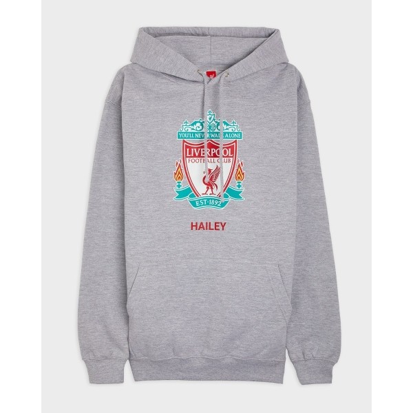 LFC Crest Personalised Grey Hoody