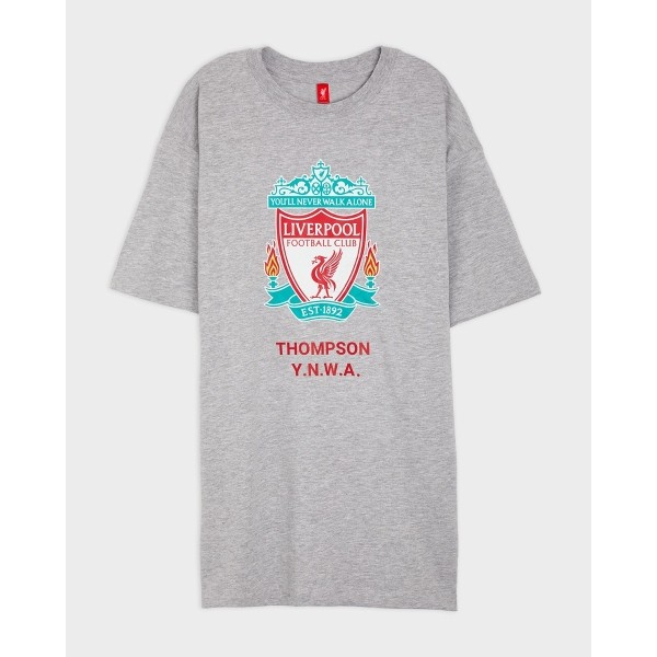 LFC Crest Personalised Grey Tee