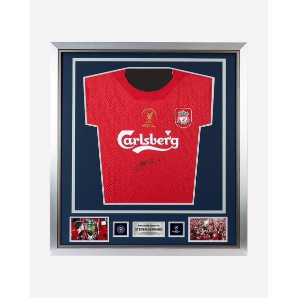 LFC Gerrard Signed UEFA Champions League 2005 Framed Shirt