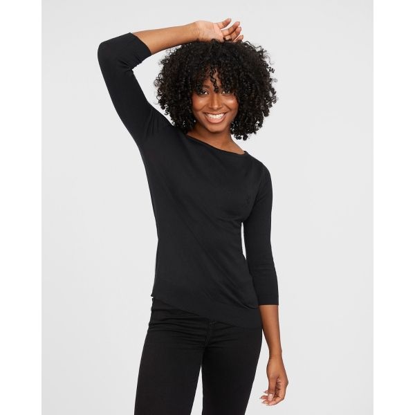 LFC John Smedley Womens Black 3/4 Sleeve Pullover