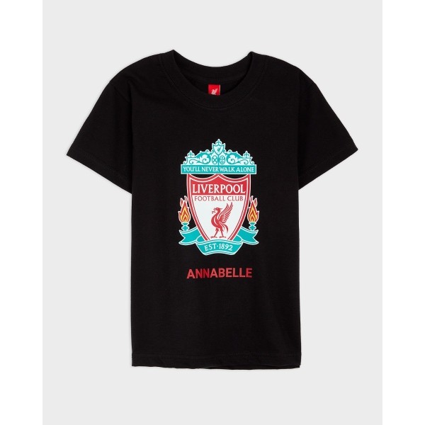 LFC Junior Crest Personalised Black Tee