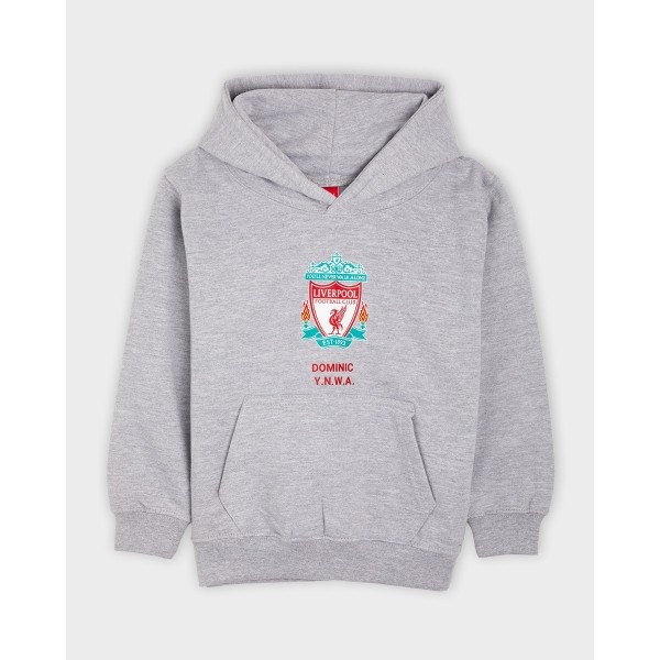 LFC Junior Crest Personalised Grey Hoody