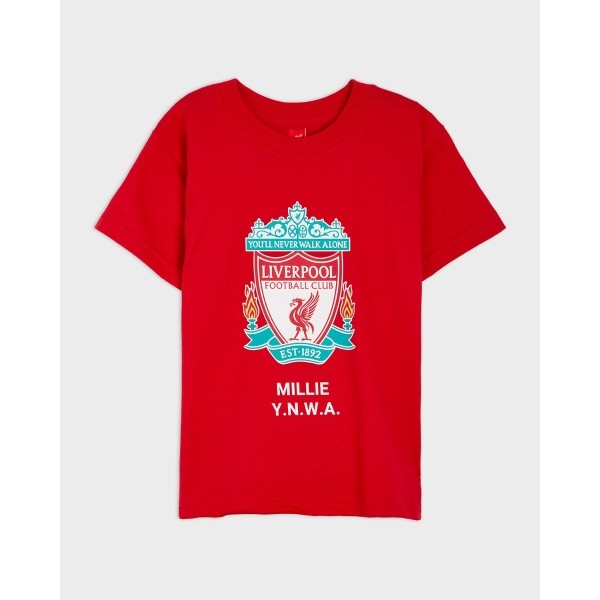 LFC Junior Crest Personalised Red Tee