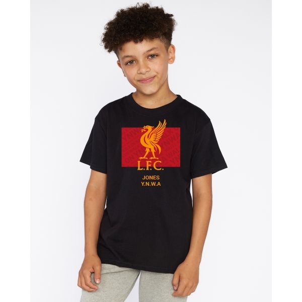 LFC Junior Liverbird Personalised Black Tee