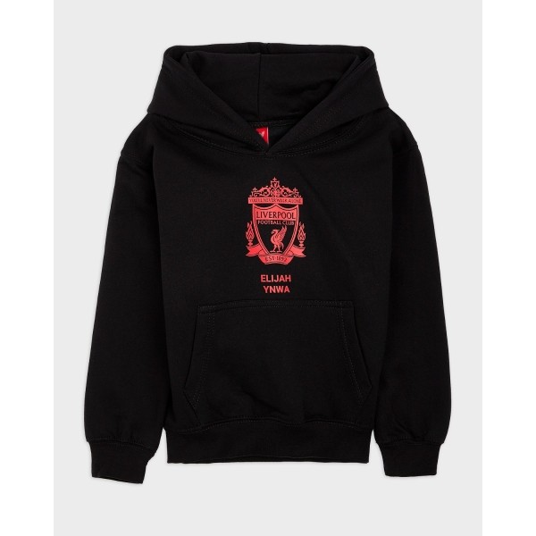 LFC Junior Red Crest Personalised Black Hoody