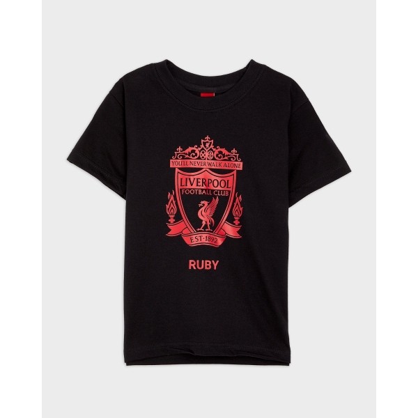 LFC Junior Red Crest Personalised Black Tee