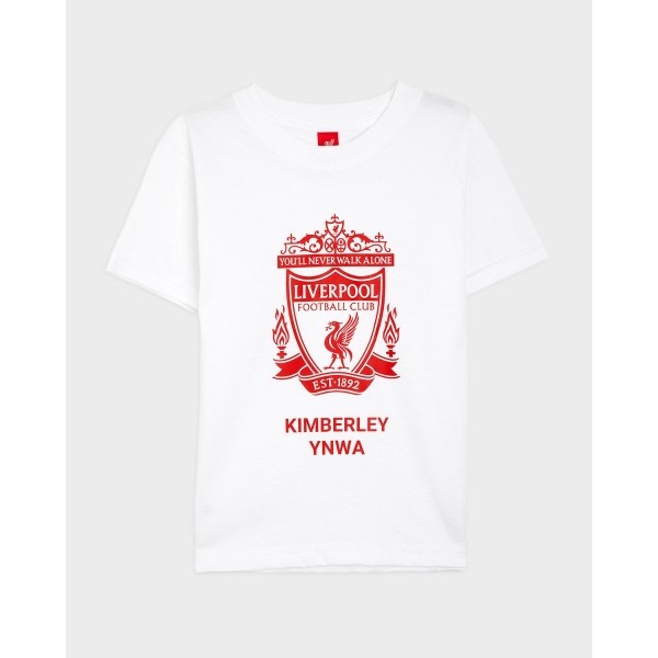 LFC Junior Red Crest Personalised White Tee