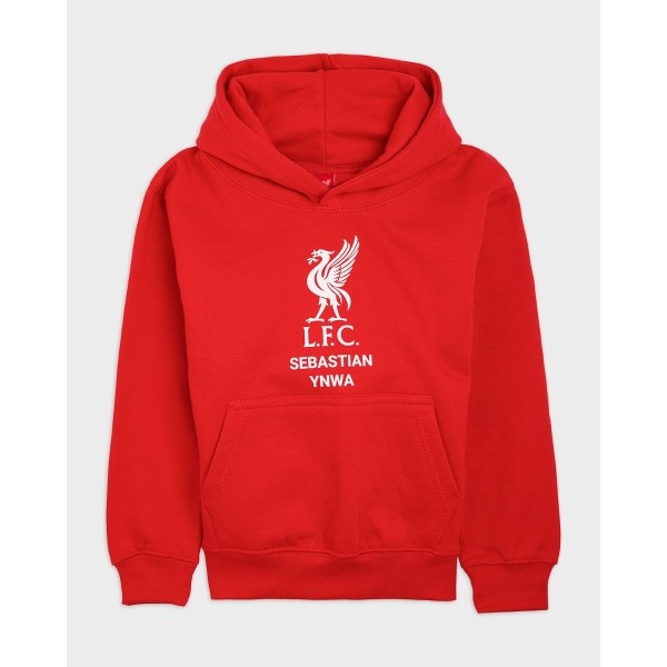 LFC Junior White Liverbird Personalised Red Hoody