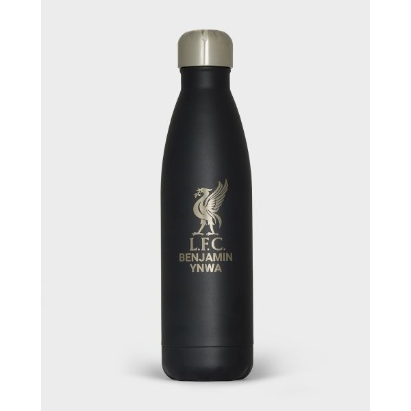 LFC Liverbird Personalised Black Stainless Steel Water Bottle