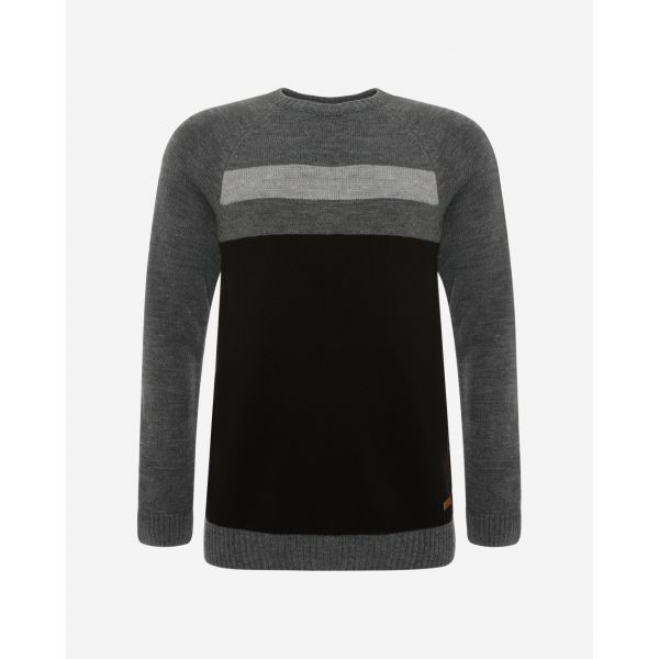 LFC Mens Charcoal Marl Colour Block Jumper