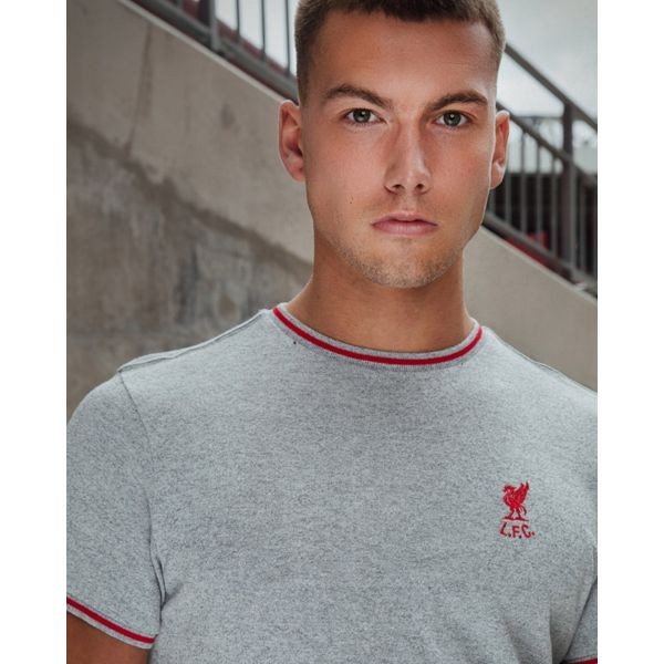 LFC Mens Grey Marl Retro Crest Tee