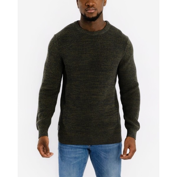 LFC Mens Navy Khaki Mix Chunky Jumper