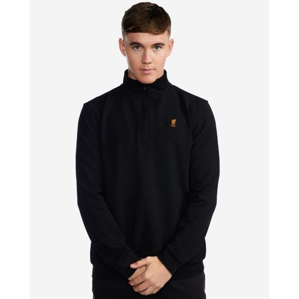 LFC Mens Quarter Zip Rib Sweatshirt Black