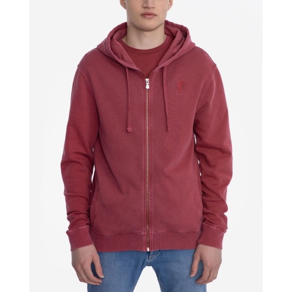 LFC Mens Vintage Red Laundered Zip Through Hoody