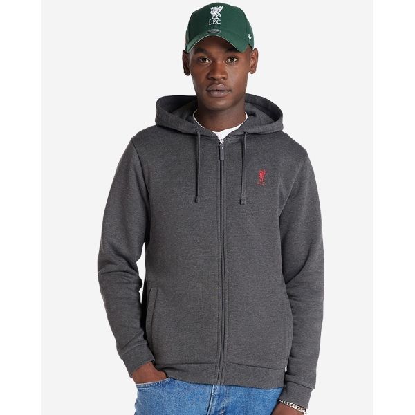 LFC Mens Zip Through Hoodie Charcoal
