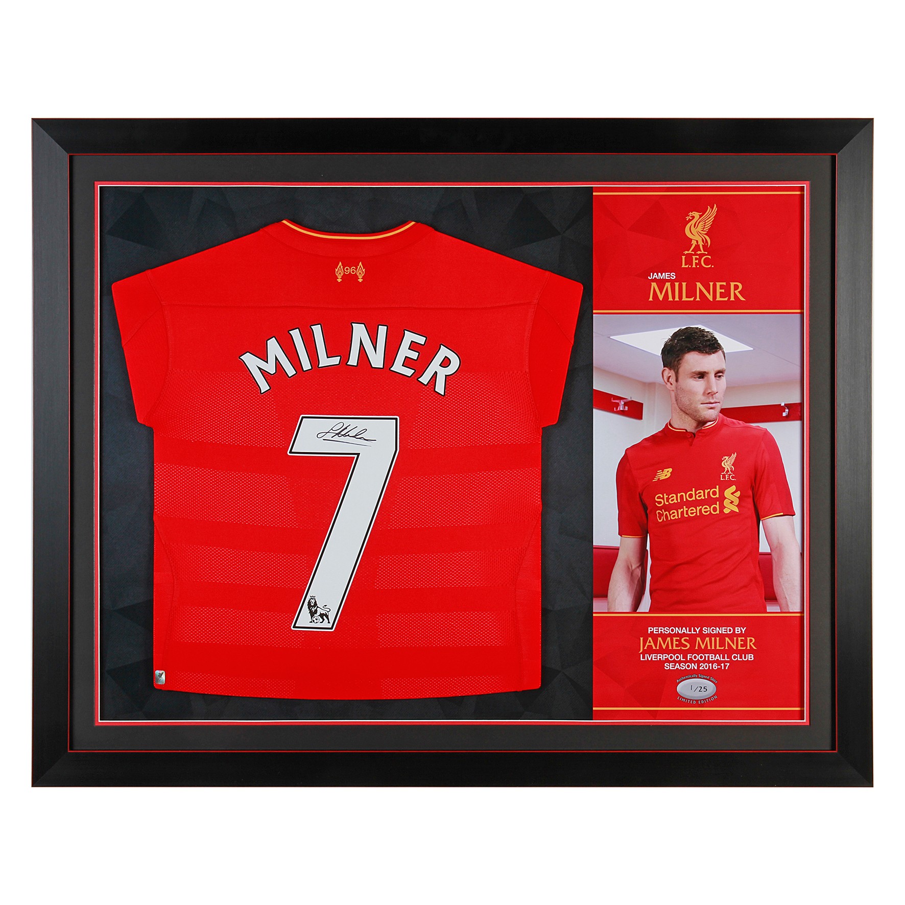 LFC Milner Signed Framed Shirt 16/17