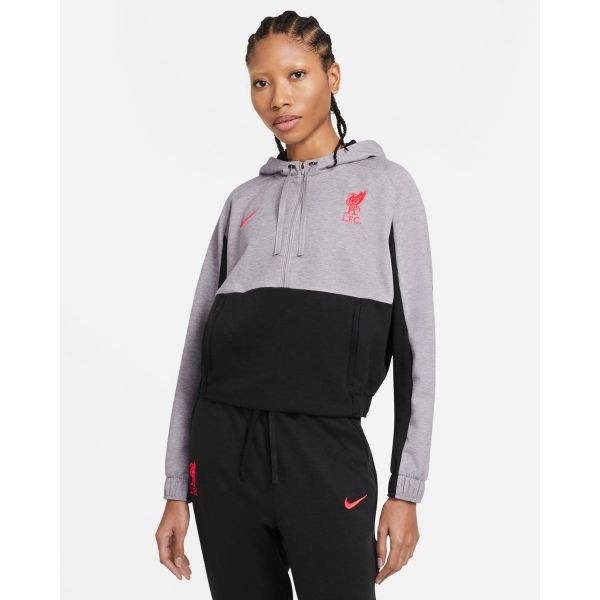 LFC Nike Air Max Womens Grey Cropped 1/2 Zip Hoodie