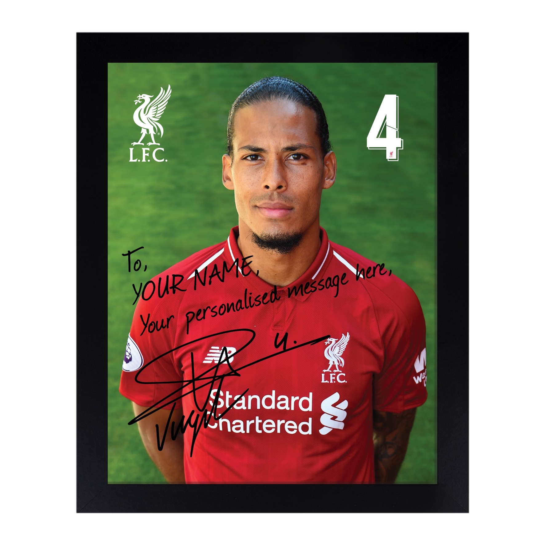LFC Personalised 8X10 Van Dijk Frame 18/19