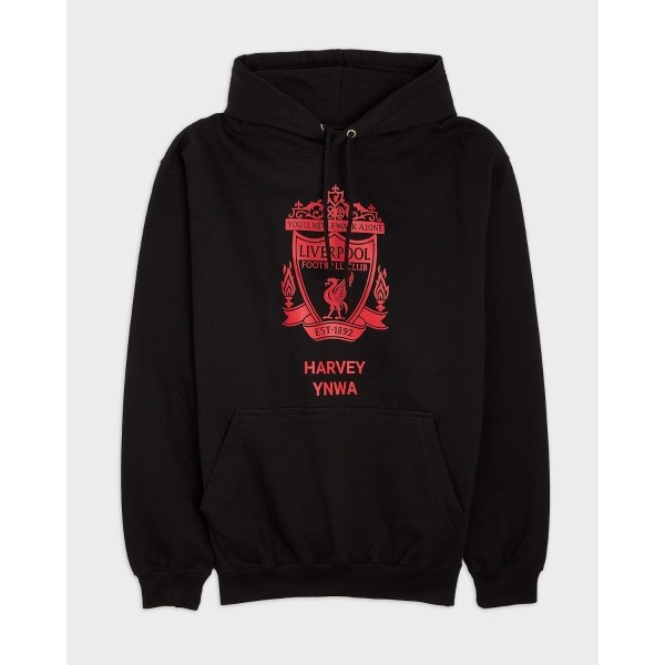 LFC Red Crest Personalised Black Hoody