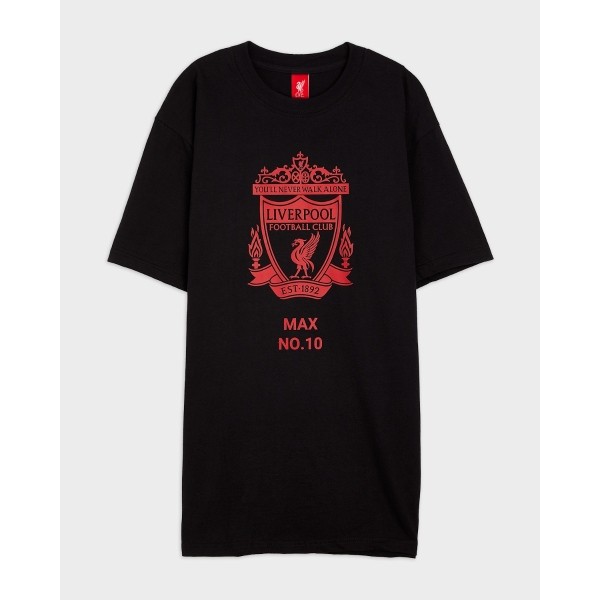 LFC Red Crest Personalised Black Tee