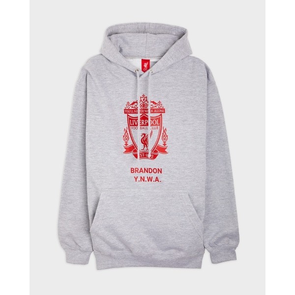 LFC Red Crest Personalised Grey Hoody