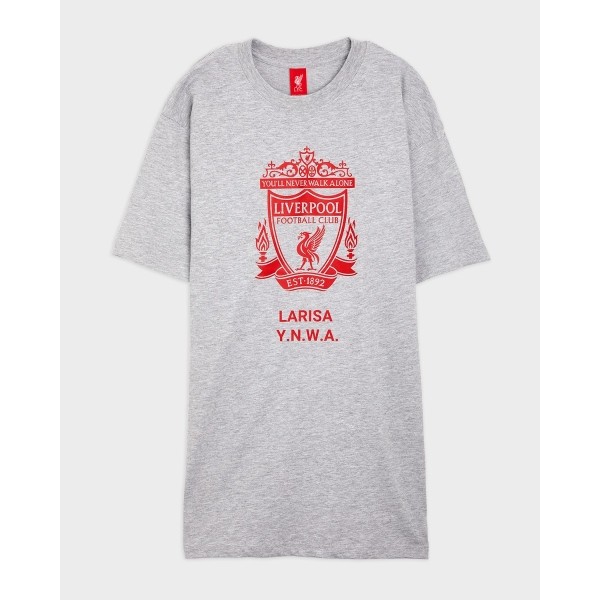 LFC Red Crest Personalised Grey Tee