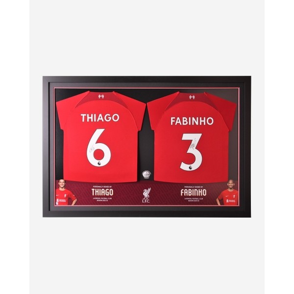 LFC Signed 22-23 Thiago & Fabinho Framed Shirt