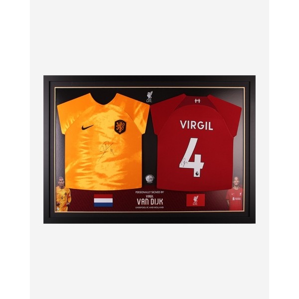 LFC Signed Virgil Van Dijk Dual Framed Shirts
