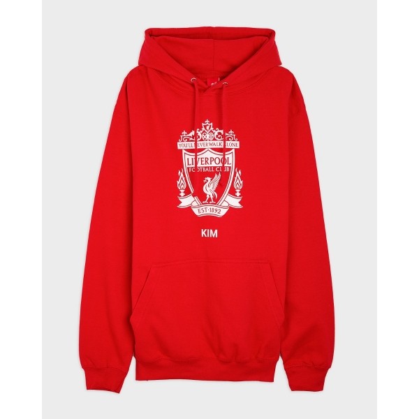 LFC White Crest Personalised Red Hoody