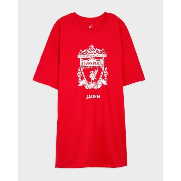 LFC White Crest Personalised Red Tee