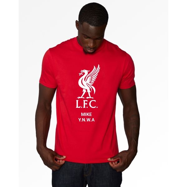 LFC White Liverbird Personalised Red Tee