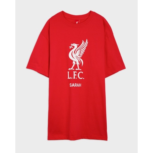 LFC White Liverbird Personalised Red Tee