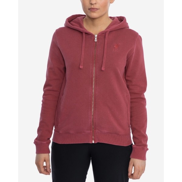 LFC Womens Vintage Red Laundered Zip Through Hoody