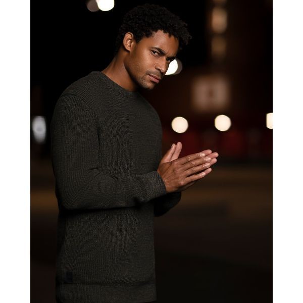 LFC,Mens,Navy Marl Textured Knit Crew Neck,