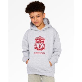 LFC Junior Red Crest Personalised Grey Hoody
