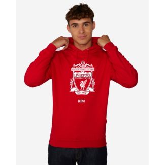 LFC White Crest Personalised Red Hoody